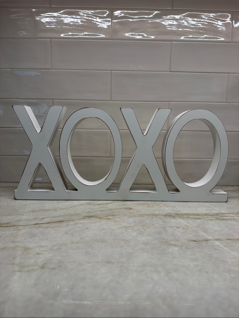 XOXO Decorative Wall Accent or Table Decor - White Wood Finish